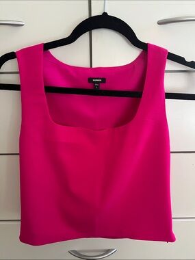 Express Vibrant Pink Square-Neck Cropped Tank